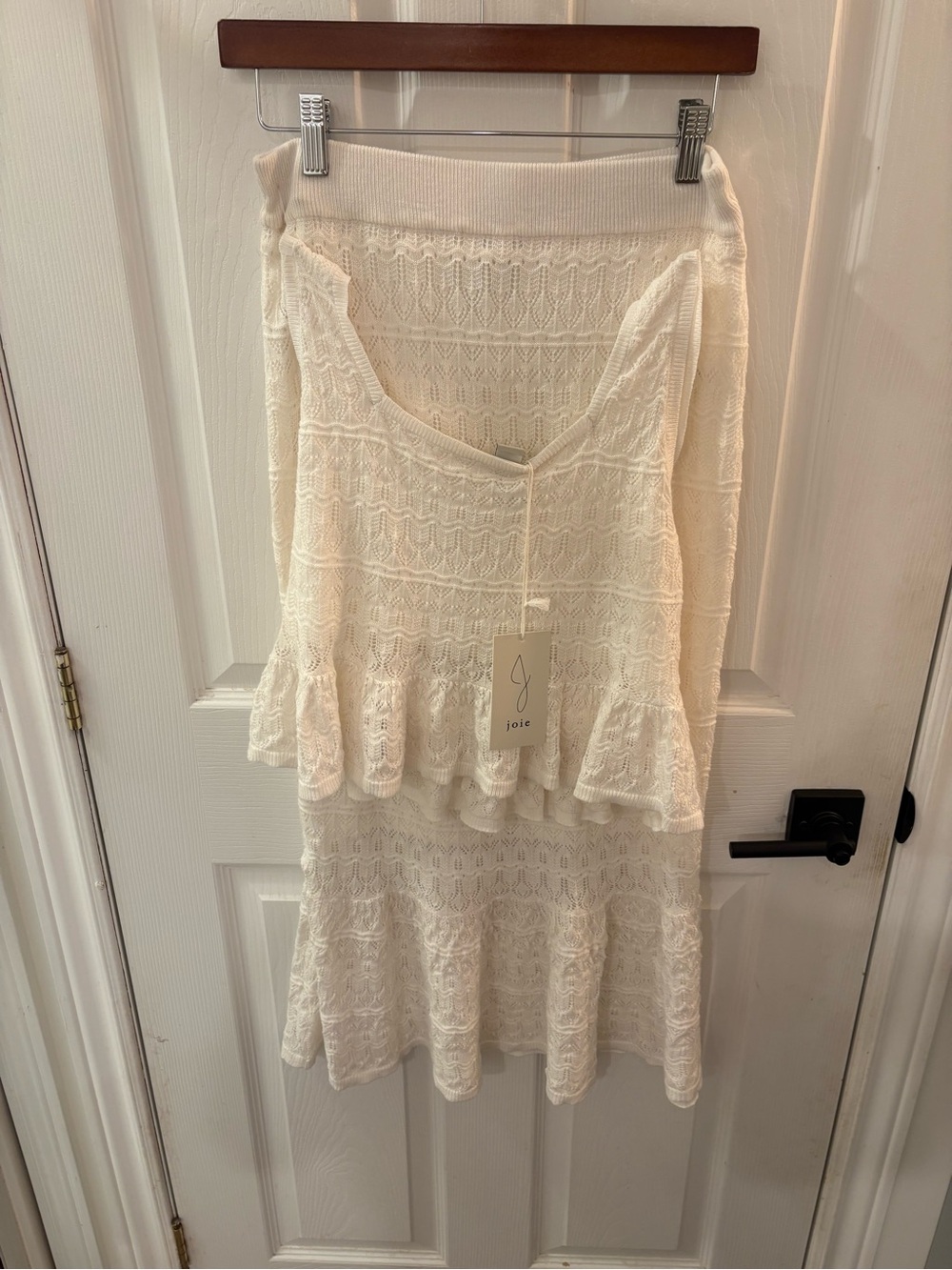 Joie Cream Knit Ruffle two piece set